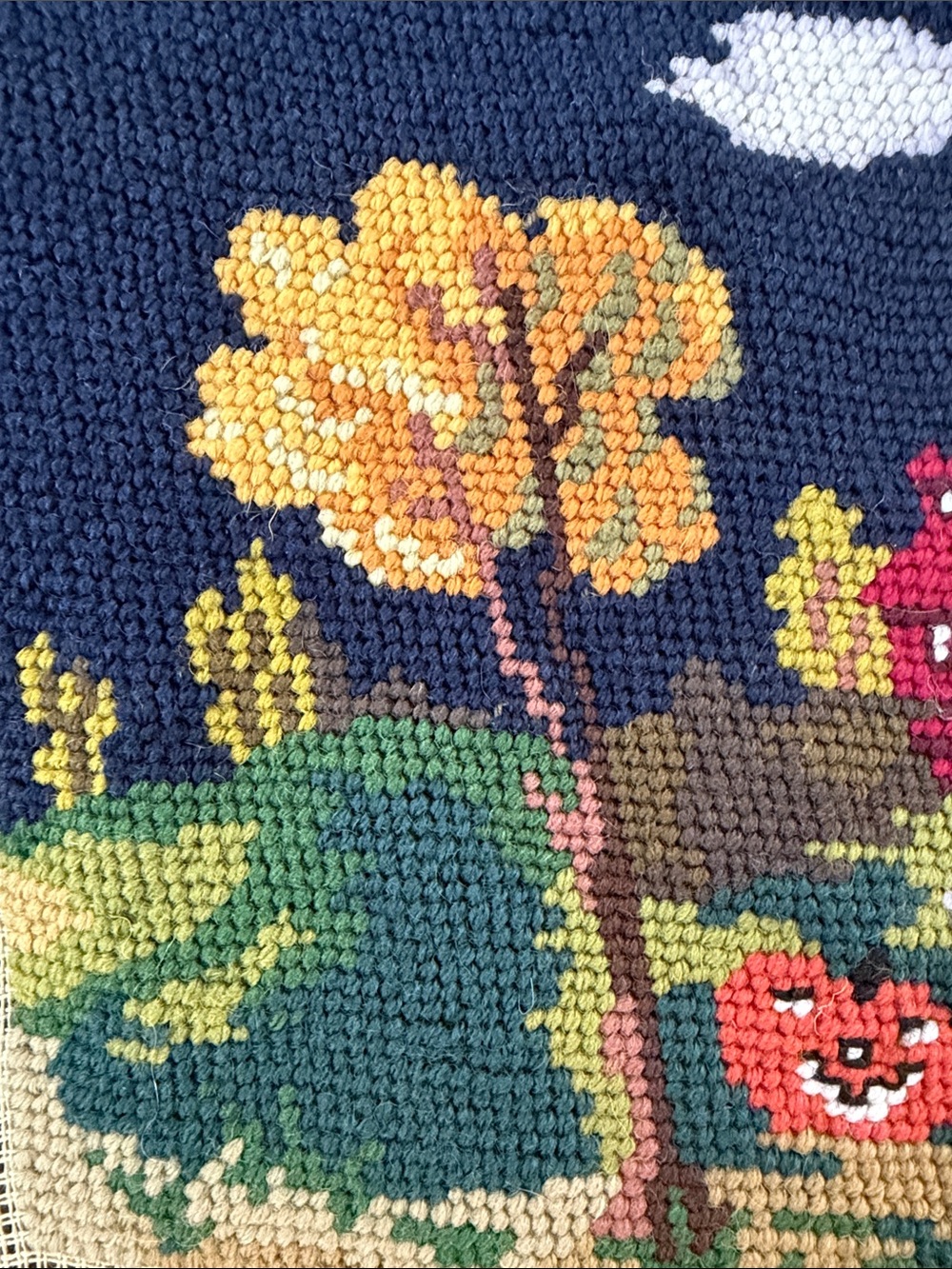 Completed Needlepoint - Fall scene with pumpkin - Picture 3 of 8